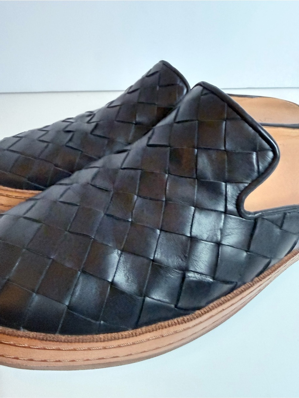 Vince Black Woven Leather Mule Slip-On Loafers Size 9 - Picture 5 of 8